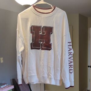 Divided White and Maroon Harvard Sweatshirt